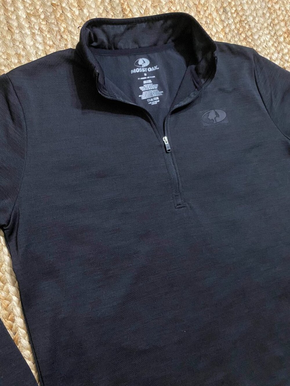 Mossy Oak Black Quarter Zip Performance Pullover Men's Medium